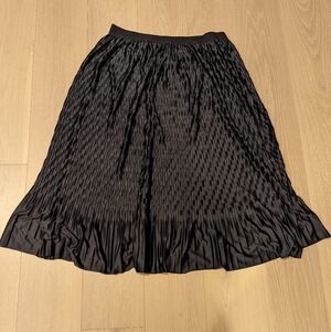 Black Textured Midi Skirt